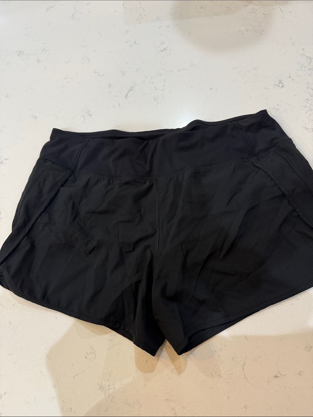CRZ YOGA Black Women's Athletic Shorts with Wide Waistband